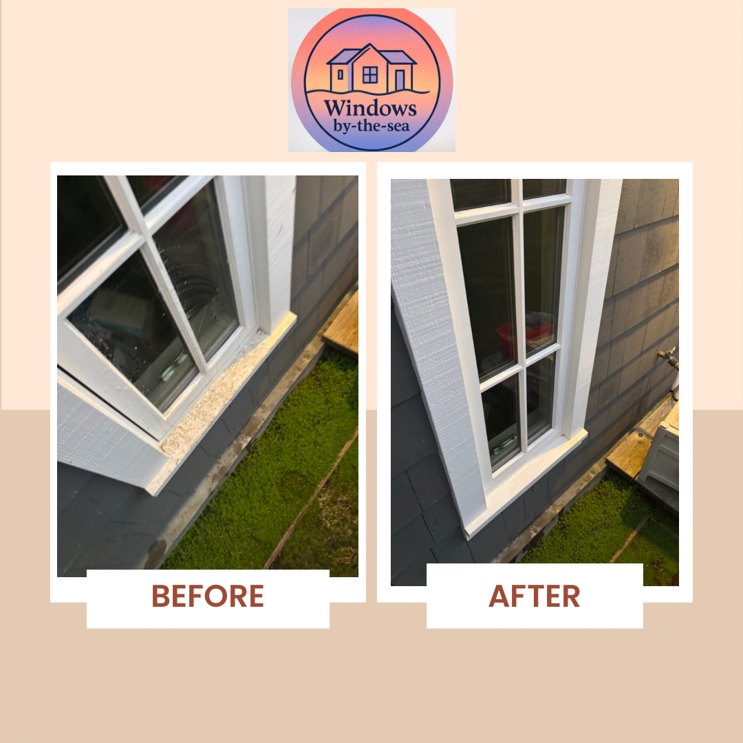 Before and after hard water stain removal